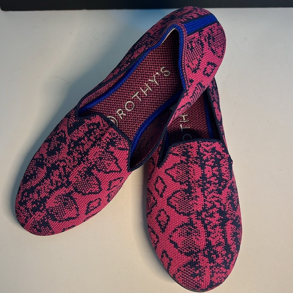 Rothys Fuchsia Navy Snakeskin Python Print Women’… - image 2